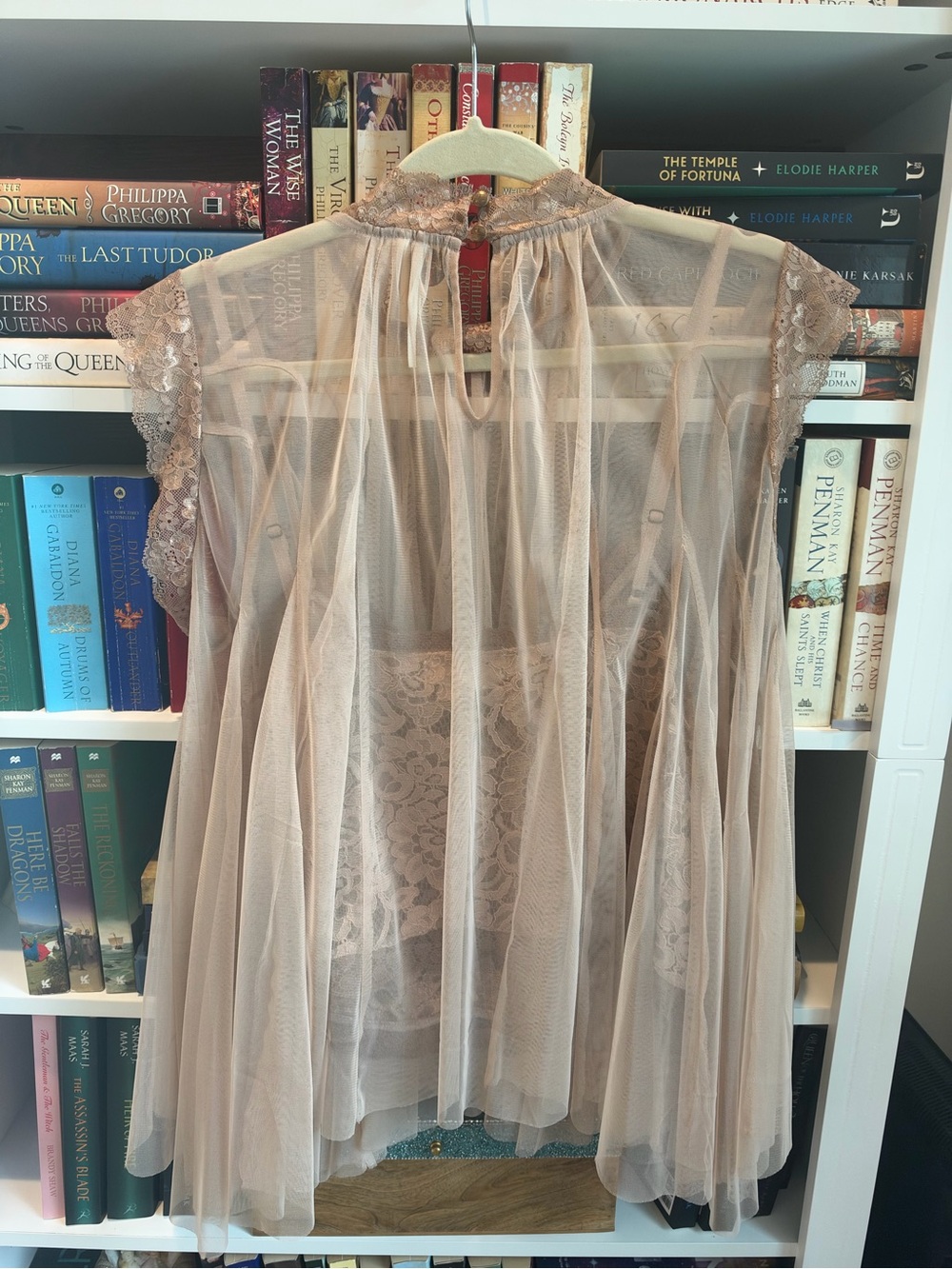 Anthropologie Sheer Lace Flutter Top — Blush Pink - Picture 8 of 11